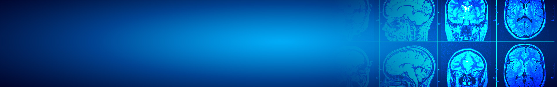 Blue medical banner with brain MRI scans